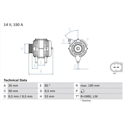 Kuva BOSCH 0 986 082 160 Laturi 14V 150A