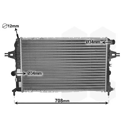 Kuva VAN WEZEL 37002252 Jäähdytin Alumiini 600 360 34 Jäähdytysrivat juotetut OPEL: Astra G Caravan, CC, Zafira A