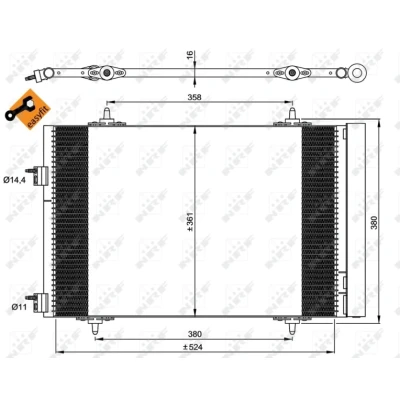 Kuva NRF EASY FIT 35945 Ilmastoinnin Lauhdutin Vedenerottimella, Tiivisterenkaalla 14,4 11 Alumiini 524 CITROËN: C5 III Farmari, 3
