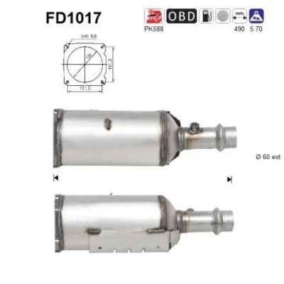 Kuva AS FD1017 Hiukkassuodatin Kordieriitti