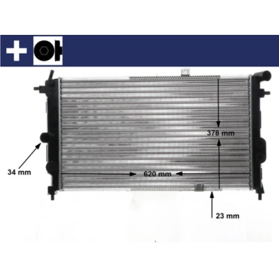 Kuva MAHLE ORIGINAL CR 438 000S Jäähdytin Autoihin, joissa ilmastointi 618mm 375mm 28mm Ruuvilla Käsivaihteisto Jäähdytysrivat mekaan. kiinnitetyt