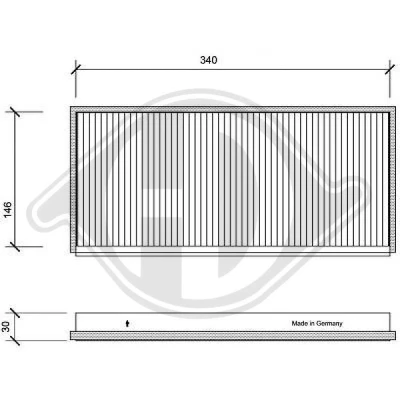 Kuva DIEDERICHS DCI1006 Raitisilmasuodatin Aktiivihiilisuodatin 340 156 40 Climate FORD: FIESTA 4, KA Hatchback, Puma