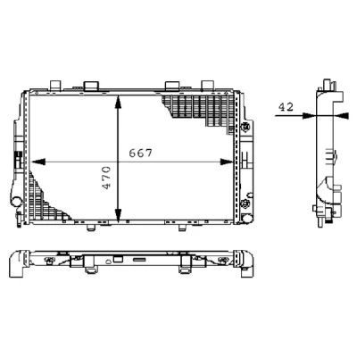 Kuva MAHLE ORIGINAL CR 247 000S Jäähdytin ajoneuvoille ilmastointilaitteella tai ilman 667 470 42 Jäähdytysrivat juotetut MERCEDES BENZ: S sarja Sedan
