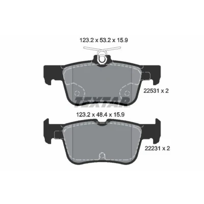 Kuva TEXTAR 2253101 Jarrupalat Ei kulumisenilmaisimelle FORD: Mondeo 5 Kombi, KUGA 2, 5, FORD USA: Edge Mk2