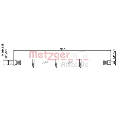 Kuva METZGER 4111486 Jarruletku 510 M10x1 IVECO: DAILY 3 Bus, 4 Kasten/Kombi, Kasten/Kombi