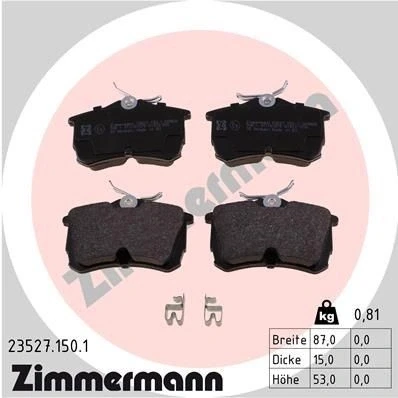 Kuva ZIMMERMANN 23527.150.1 Jarrupalat akustisella kulumavaroittimella Valokuva vastaa toimituslaajuutta HONDA: Accord 7 Limousine, 6 Limousine