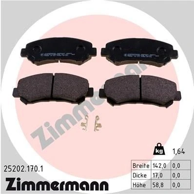 Kuva ZIMMERMANN 25202.170.1 Jarrupalat akustisella kulumavaroittimella Valokuva vastaa toimituslaajuutta NISSAN: Qashqai / Qashqai+2 I, Juke, X Trail
