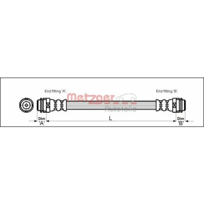 Kuva METZGER 4114798 Jarruletku Sisempi 146 F10 x 1 VOLKSWAGEN: Golf 4, 4 Variant, Bora Sedan, SKODA: Octavia I Hatchback, Combi, Fabia 2