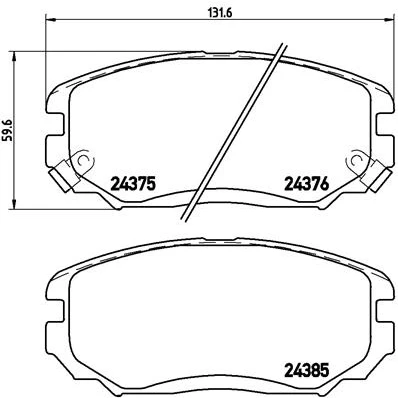 Kuva BREMBO P 30 038 Jarrupalat akustisella kulumavaroittimella Ilman tarvikkeita HYUNDAI: Sonata V