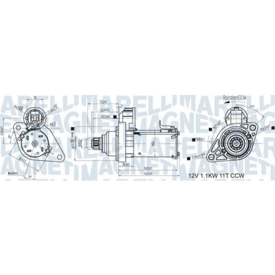 Kuva MAGNETI MARELLI 063721533010 Starttimoottori 12 1,1 11 VOLKSWAGEN: Golf 6, Passat B6 Sedan, Variant, SKODA: Octavia 2 Combi