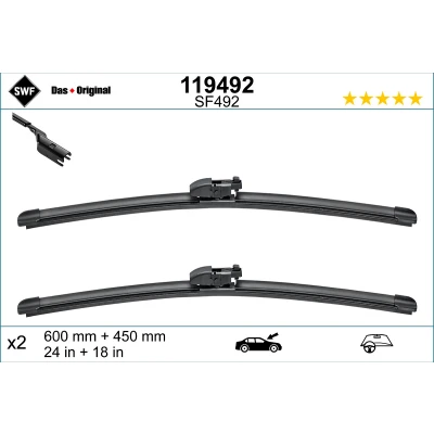 Kuva Pyyhkijänsulka Swf 119492 Edessä Flatblade pyyhinsulka (rungoton) MAZDA: CX 5 II, 6 Sedan, Farmari