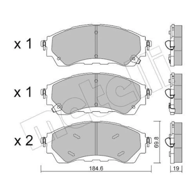 Kuva METELLI 22 1343 0 Jarrupalat akustisella kulumavaroittimella FORD: Ranger Mk3