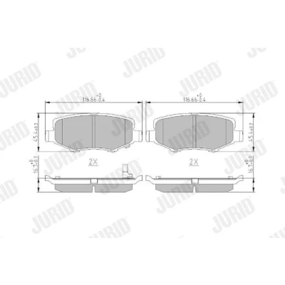 Kuva JURID 573323J Jarrupalat akustisella kulumavaroittimella Ilman tarvikkeita JEEP: Compass, Wrangler 3, IV, DODGE: Nitro SUV