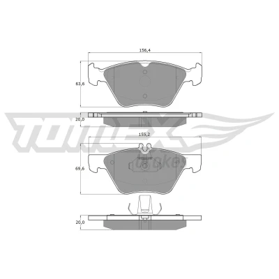 Kuva TOMEX brakes TX 12 82 Jarrupalat Etuakseli Kulumisenilmaisemelle MERCEDES BENZ: E sarja Sedan, CLK Coupe, S CHRYSLER: Crossfire Roadster
