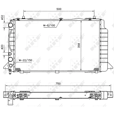Kuva NRF 50527 Jäähdytin Alumiini 595 358 32 Jäähdytysrivat juotetut AUDI: Cabriolet B4, 80 B4 Sedan