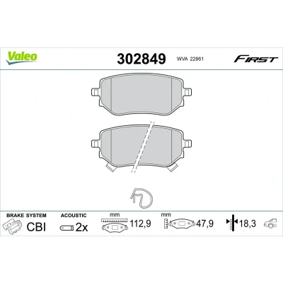 Kuva VALEO 302849 Jarrupalat Taka akseli Sis. kulumisenilmaisimen ilman ruuveja, Huudonvaimennuspellillä NISSAN: NP300 Navara Pick up