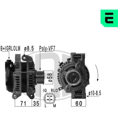 Kuva ERA 210934A Laturi 14V 130A TOYOTA: Avensis III Farmari, Corolla Verso, Auris Hatchback, LEXUS: IS 2