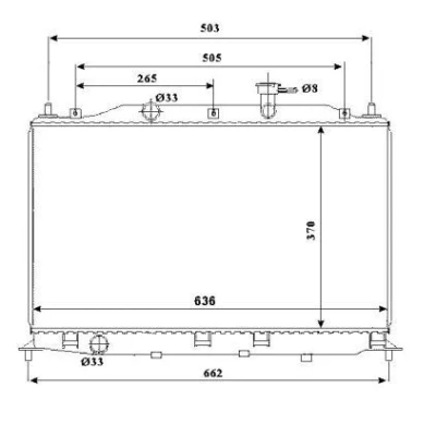 Kuva NRF 53822 Jäähdytin Alumiini 650 370 15 Jäähdytysrivat juotetut