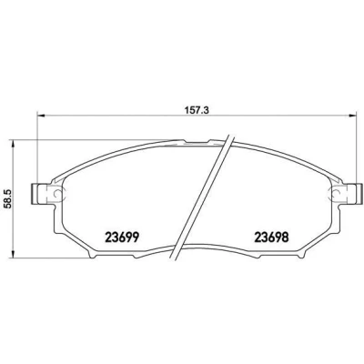 Kuva BREMBO P 56 094 Jarrupalat akustisella kulumavaroittimella Ilman tarvikkeita NISSAN: Qashqai / Qashqai+2 I, NP300 Navara Pick up, Pathfinder 3