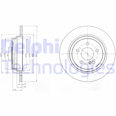 Kuva DELPHI BG4298C Jarrulevyt 300 12 5 täysi pinnoitettu käsittelemätön ilman pyöränlaakeria, ABS sensorirengasta MERCEDES BENZ: S sarja Sedan