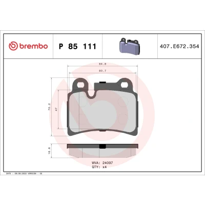 Kuva BREMBO P 85 111 Jarrupalat Kulumisenilmaisemelle Ilman tarvikkeita VOLKSWAGEN: Touareg I