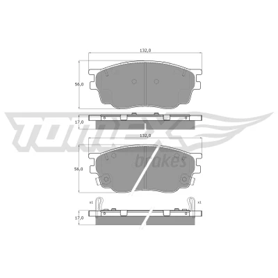 Kuva TOMEX brakes TX 12 57 Jarrupalat Etuakseli akustisella kulumavaroittimella MAZDA: 6 Sedan, Hatchback, 626 V Farmari