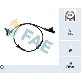 Kuva FAE 78328 ABS anturi Kaapelilla Hall 2 736 NISSAN: Note I