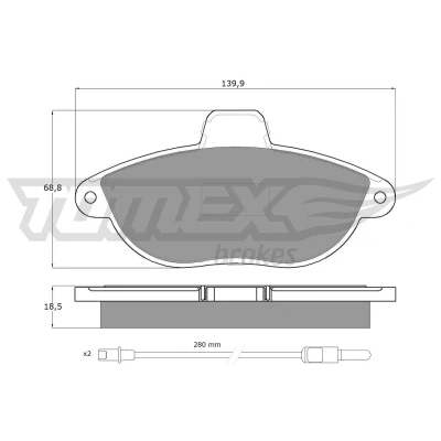 Kuva TOMEX brakes TX 13 35 Jarrupalat Etuakseli Sis. kulumisenilmaisimen Tarvikkeilla PEUGEOT: Expert I Van, I, FIAT: Scudo Farmari
