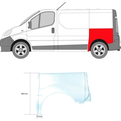 Kuva Kylkipaneli, Taakse, vasen NISSAN PRIMASTAR Buss, Skåp, OPEL VIVARO A RENAULT TRAFIC Buss II, Skåp II OE
