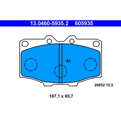 Kuva ATE 13.0460 5935.2 Jarrupalat Ei kulumisenilmaisimelle, Ilman kulumisenilmaisinta TOYOTA: Land Cruiser 60, Prado 70 SUV