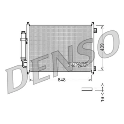 Kuva DENSO DCN46001 Ilmastoinnin Lauhdutin Vedenerottimella 648x409x16 R 134a 648