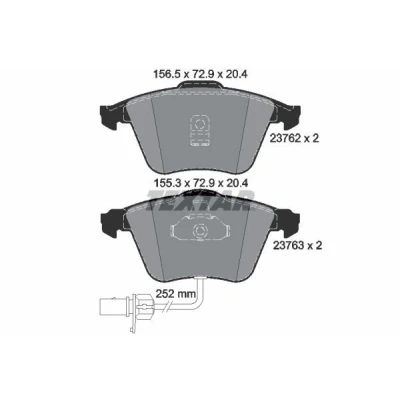 Kuva TEXTAR 2376201 Jarrupalat kulumisvaroitinkoskettimella AUDI: Allroad C5, A6 C5 Avant, Sedan