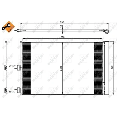 Kuva NRF EASY FIT 350206 Ilmastoinnin Lauhdutin Vedenerottimella, Tiivisterenkaalla 13,7 Alumiini 650 MERCEDES BENZ: CLA Farmari