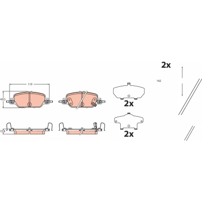 Kuva TRW GDB2513 Jarrupalat akustisella kulumavaroittimella Tarvikkeilla HONDA: CR V (RW, RT) 1.5 AWD, VTEC, VTEC 2.0 e CVT Hybrid