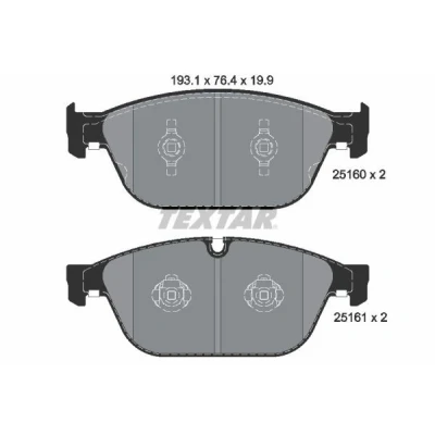 Kuva TEXTAR 2516002 Jarrupalat Ei kulumisenilmaisimelle AUDI: Q5, A8 D4