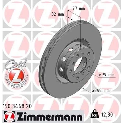 Kuva ZIMMERMANN COAT Z 150.3468.20 Jarrulevyt 345 32 10/5 5 120 tuuletettu sisältä pinnoitettu hiiliteräs BMW: Sedan