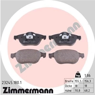Kuva ZIMMERMANN 23245.180.1 Jarrupalat Valokuva vastaa toimituslaajuutta RENAULT: LAGUNA 2 Grandtour,