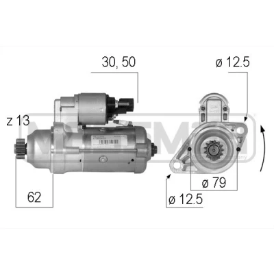 Kuva ERA 220591A Starttimoottori 12 2 13 VOLKSWAGEN: Golf 6, Caddy 3, Touran I, SEAT: Altea, Leon II Hatchback, AUDI: A3 Sedan