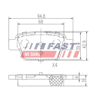 Kuva FAST FT29115 Jarrupalat Taka akseli Ilman kulumisenilmaisinta FIAT: BRAVO 2, Stilo Multi Wagon, Hatchback, ALFA ROMEO: MiTo, LANCIA: DELTA 3