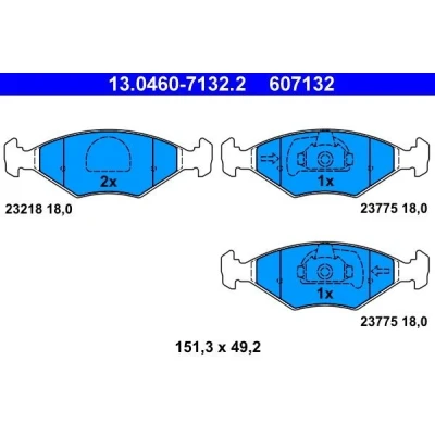 Kuva ATE 13.0460 7132.2 Jarrupalat Ei kulumisenilmaisimelle, Ilman kulumisenilmaisinta FIAT: Siena