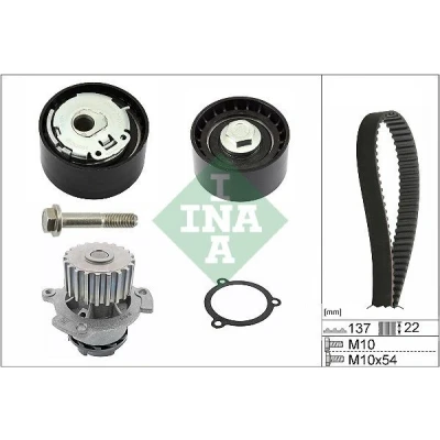 Kuva INA 530 0536 30 Vesipumppu + Jakohihnasarja Vesipumpulla