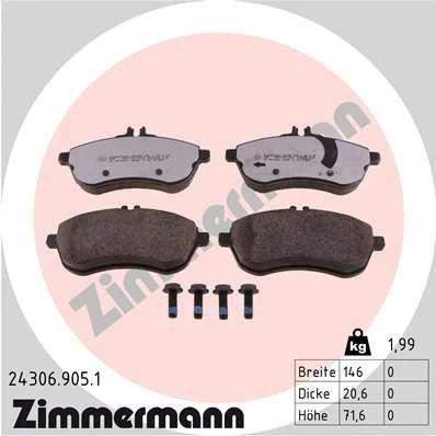 Kuva ZIMMERMANN 24306.905.1 Jarrupalat Kulumisenilmaisemelle Valokuva vastaa toimituslaajuutta MERCEDES BENZ: C sarja T modell, E modell