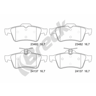 Kuva BRECK 24137 00 702 Jarrupalat Ei kulumisenilmaisimelle, Kulumisenilmaisemelle FORD: FOCUS 2 Kombi, 2, 3 Turnier, VOLVO: V50, S40 II